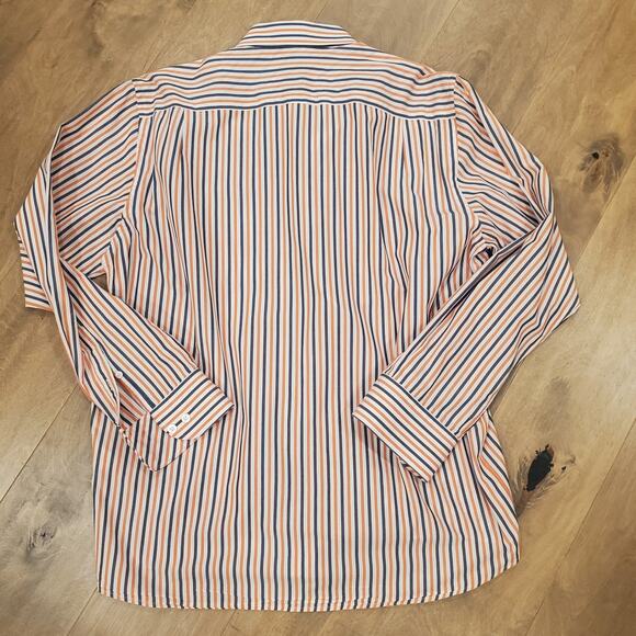 FREDRICK MARTIN Shirt Mens Large Button Up Plaid Long Sleeve Orange Blue Auburn? - Picture 8 of 10